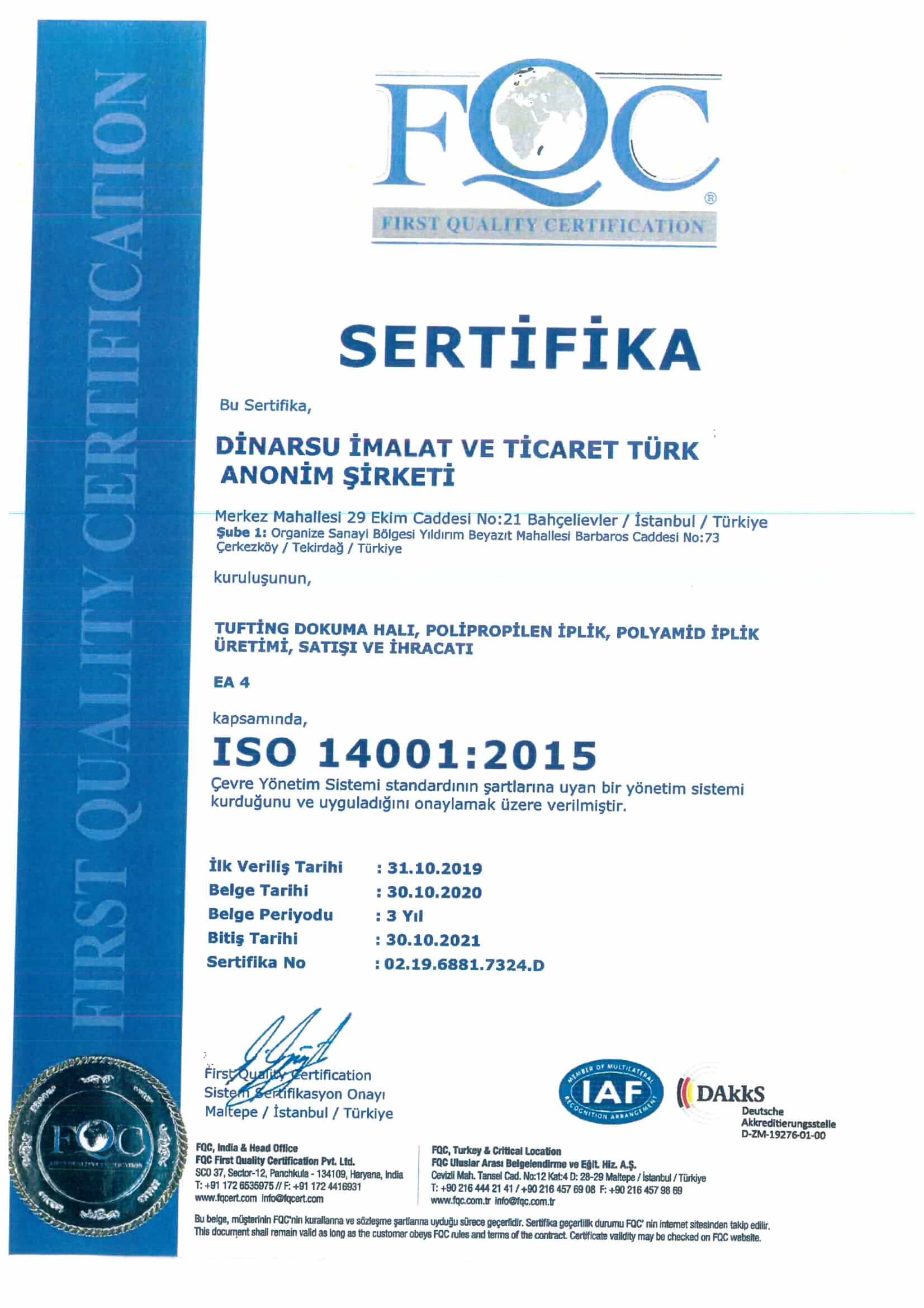 ISO 14001.2015 sertifika 2021 1